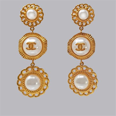 chanel logo pearl drop earrings|pearl drop earrings vintage.